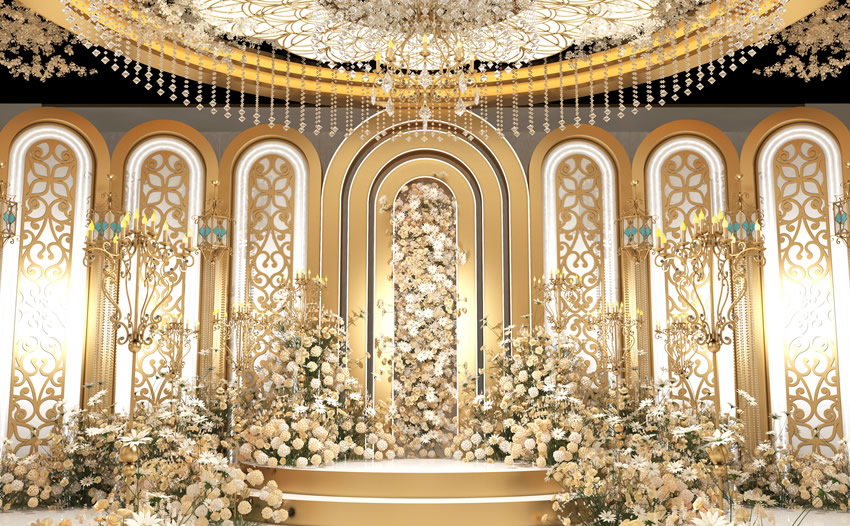 桃江香槟色调婚礼堂效果展示